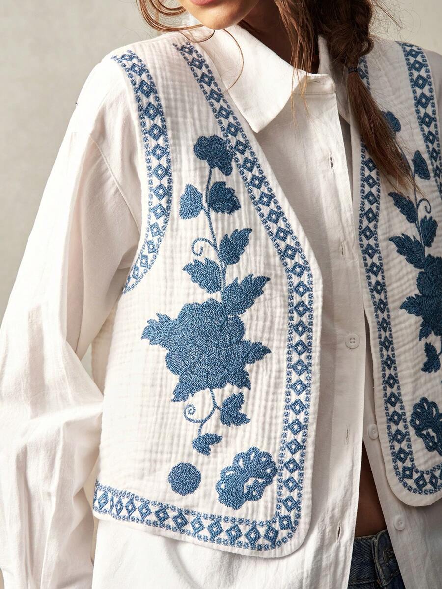 Ilka | Embroidered Sleeveless Vest