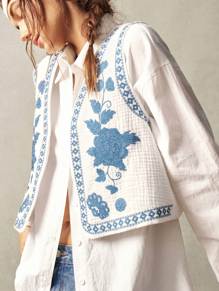 Ilka | Embroidered Sleeveless Vest