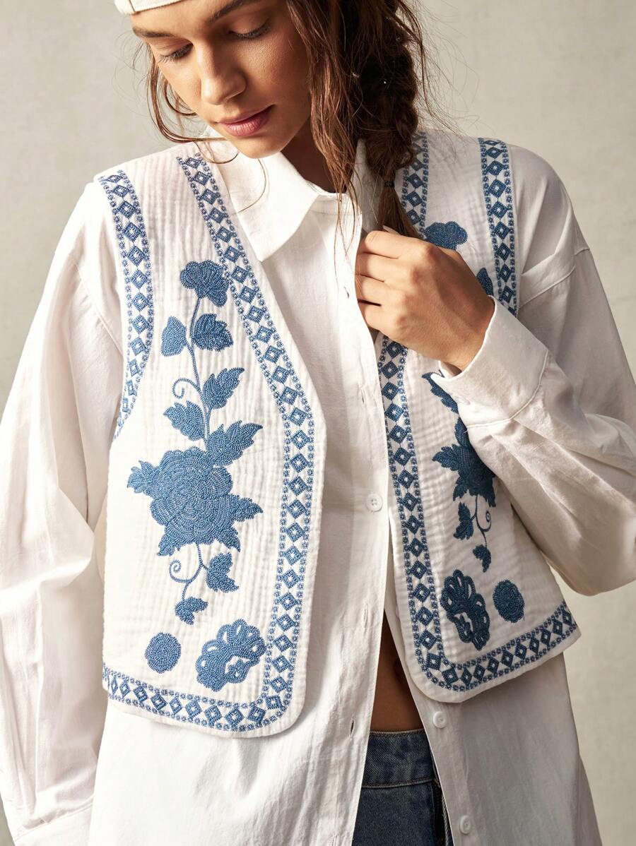 Ilka | Embroidered Sleeveless Vest