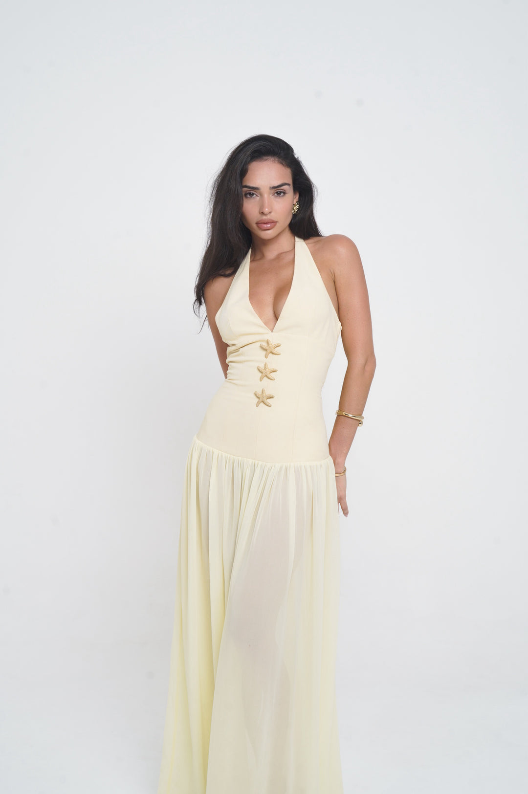 Lyra | Halter Deep V Maxi Dress