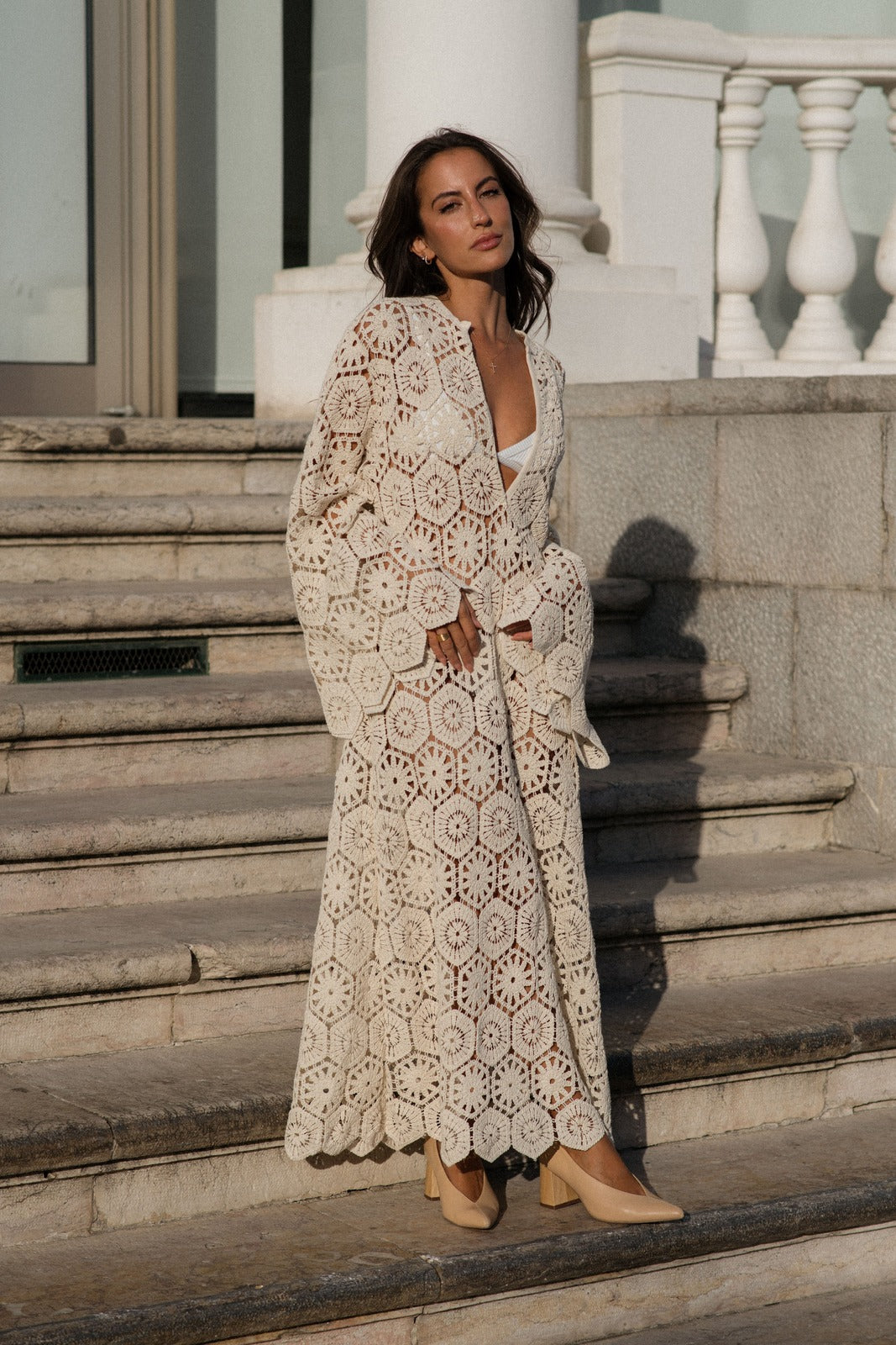 Lena | Crochet Lace Maxi Dress