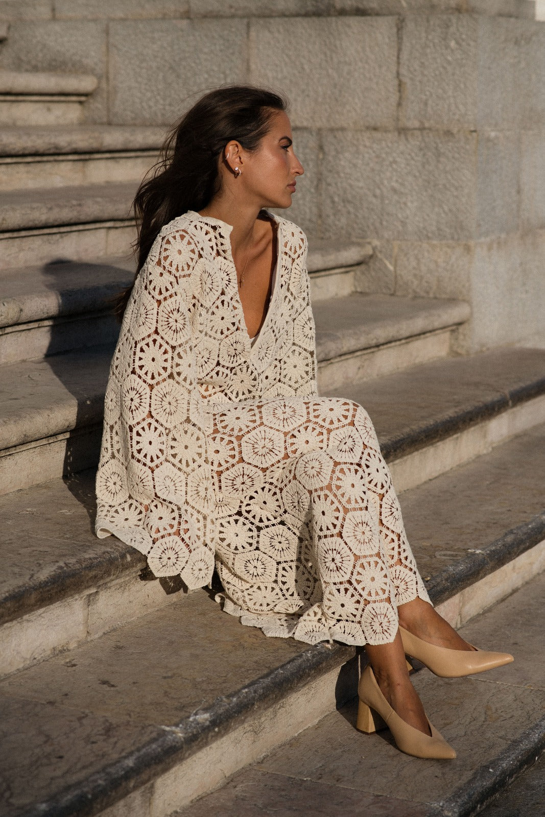 Lena | Crochet Lace Maxi Dress