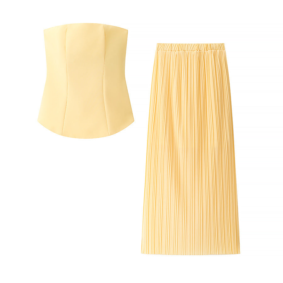 Jane | Strapless Pleated Dress