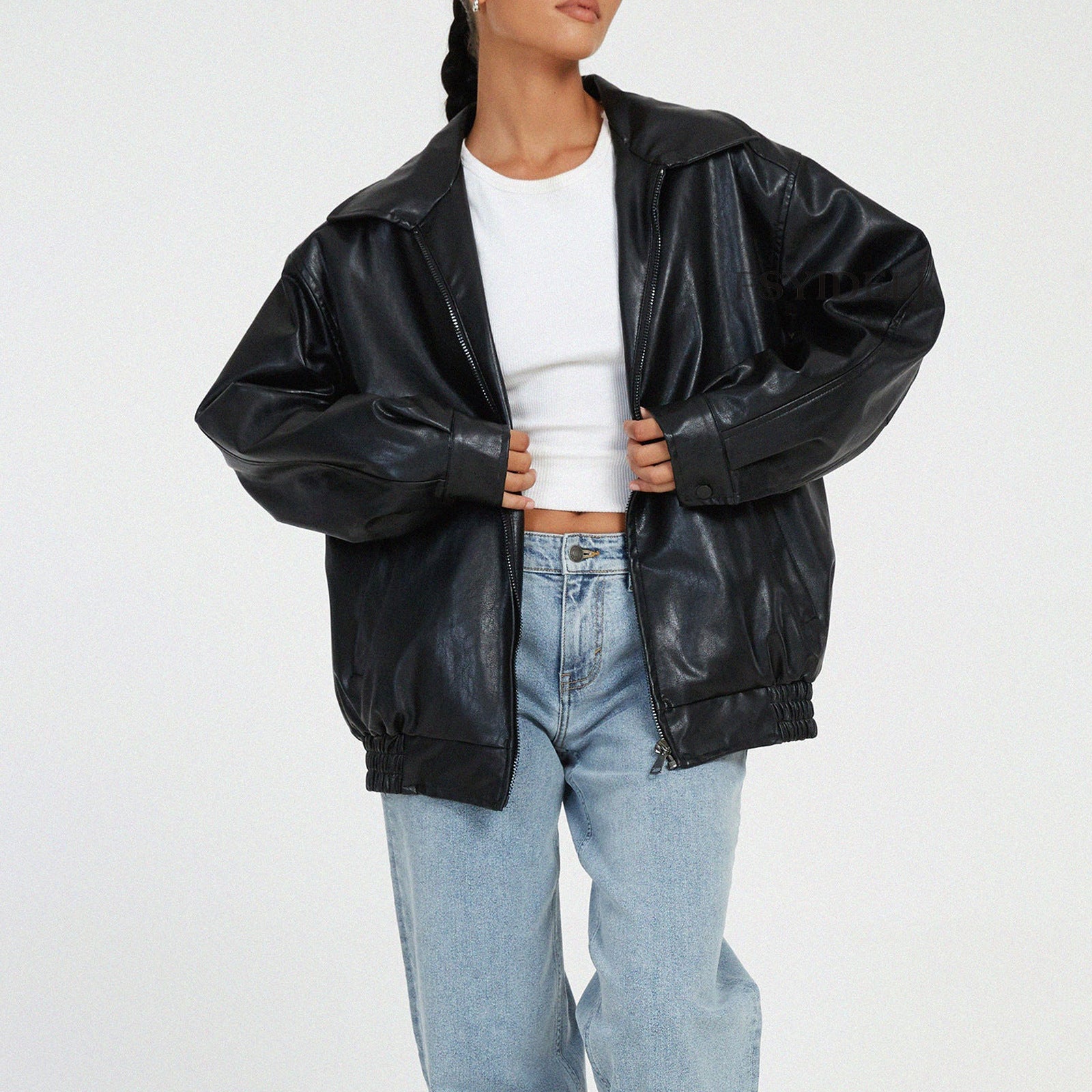 NOAH | Faux Leather Zip-up Jacket