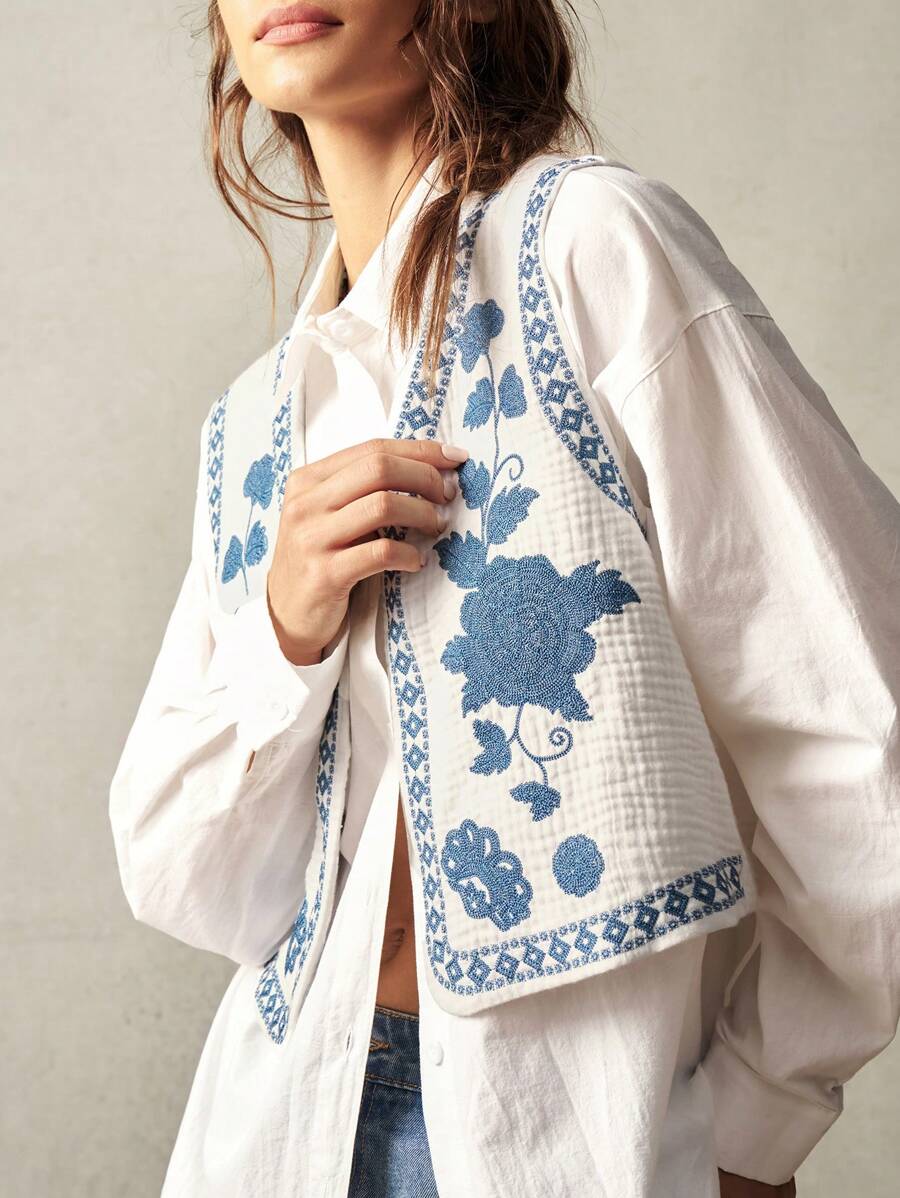 Ilka | Embroidered Sleeveless Vest