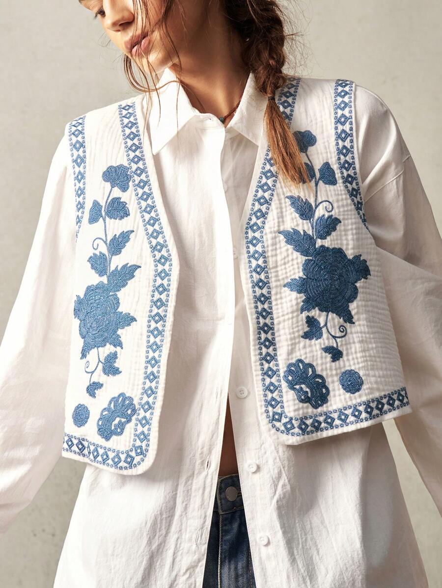 Ilka | Embroidered Sleeveless Vest