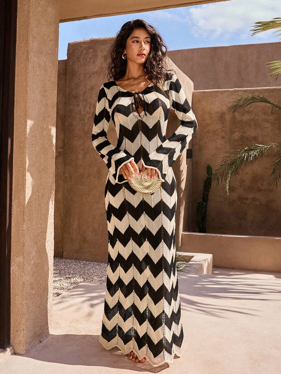 Nyra | Lace-up Crochet Maxi Dress