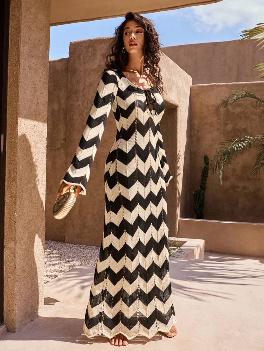 Nyra | Lace-up Crochet Maxi Dress