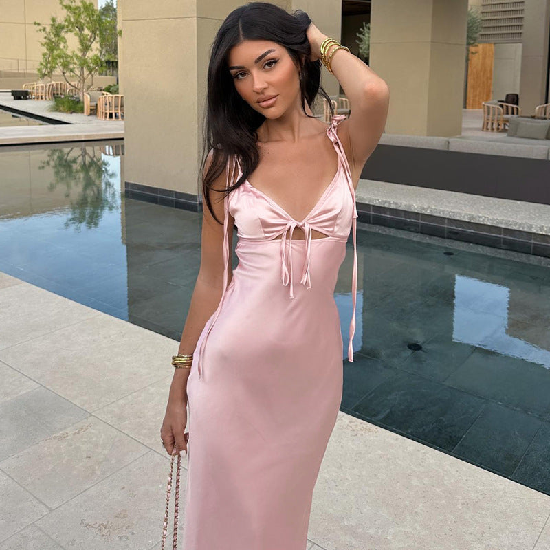 Lara | Satin Lace-up Dress