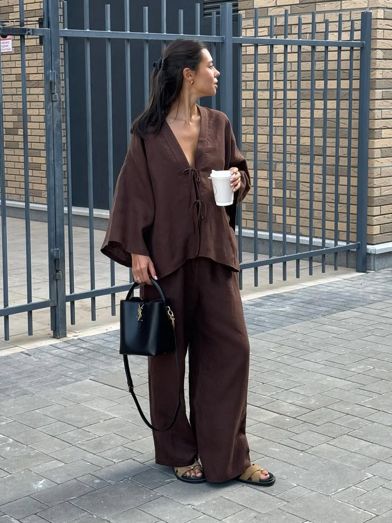 Niva | Cotton-Linen Tie-Front Set