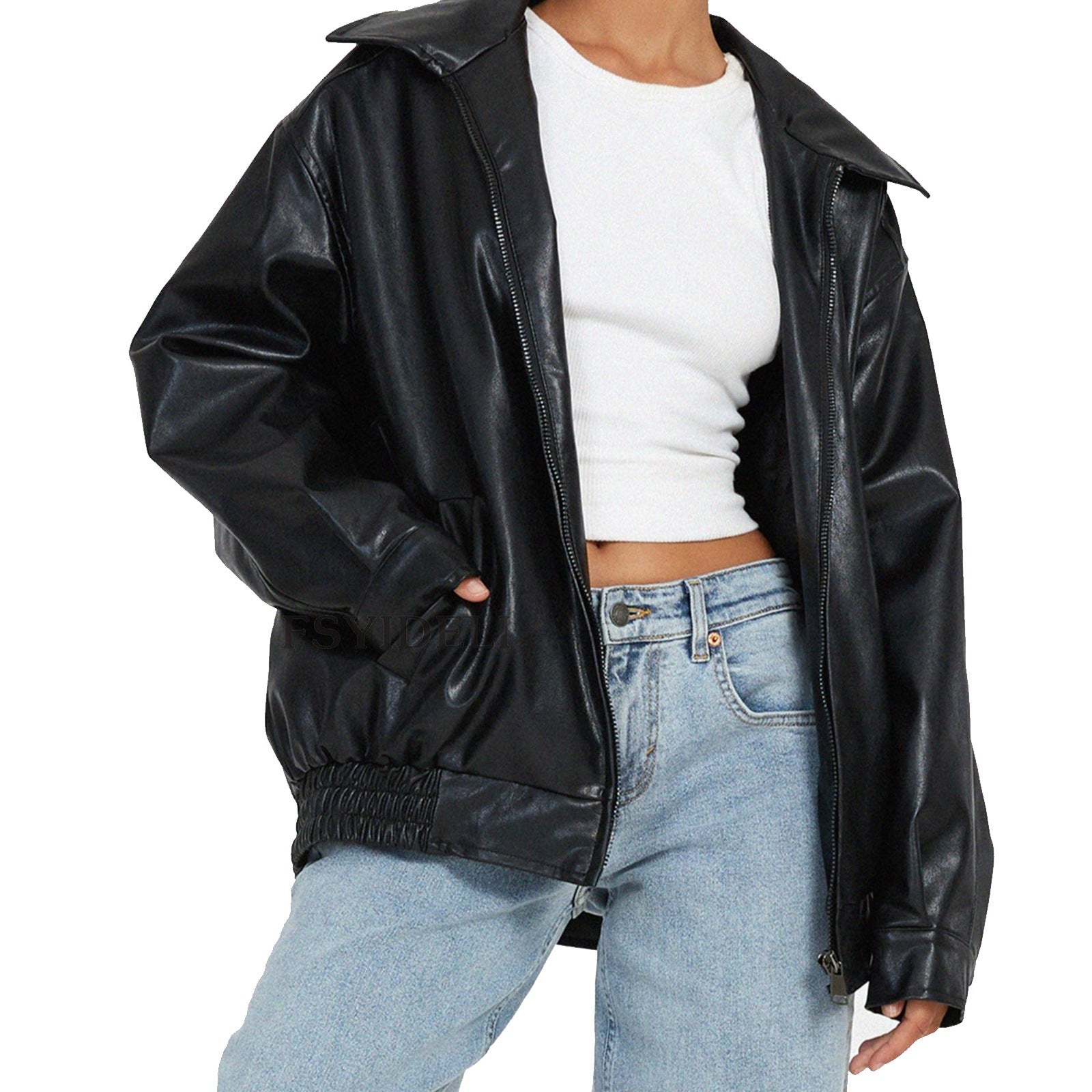 NOAH | Faux Leather Zip-up Jacket