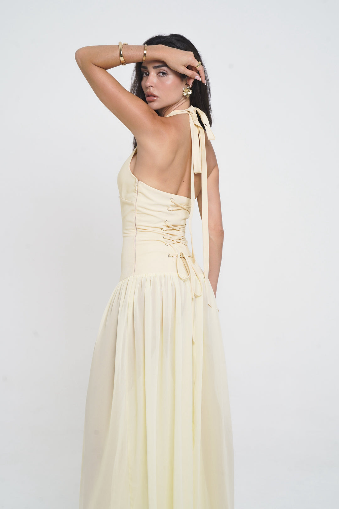 Lyra | Halter Deep V Maxi Dress