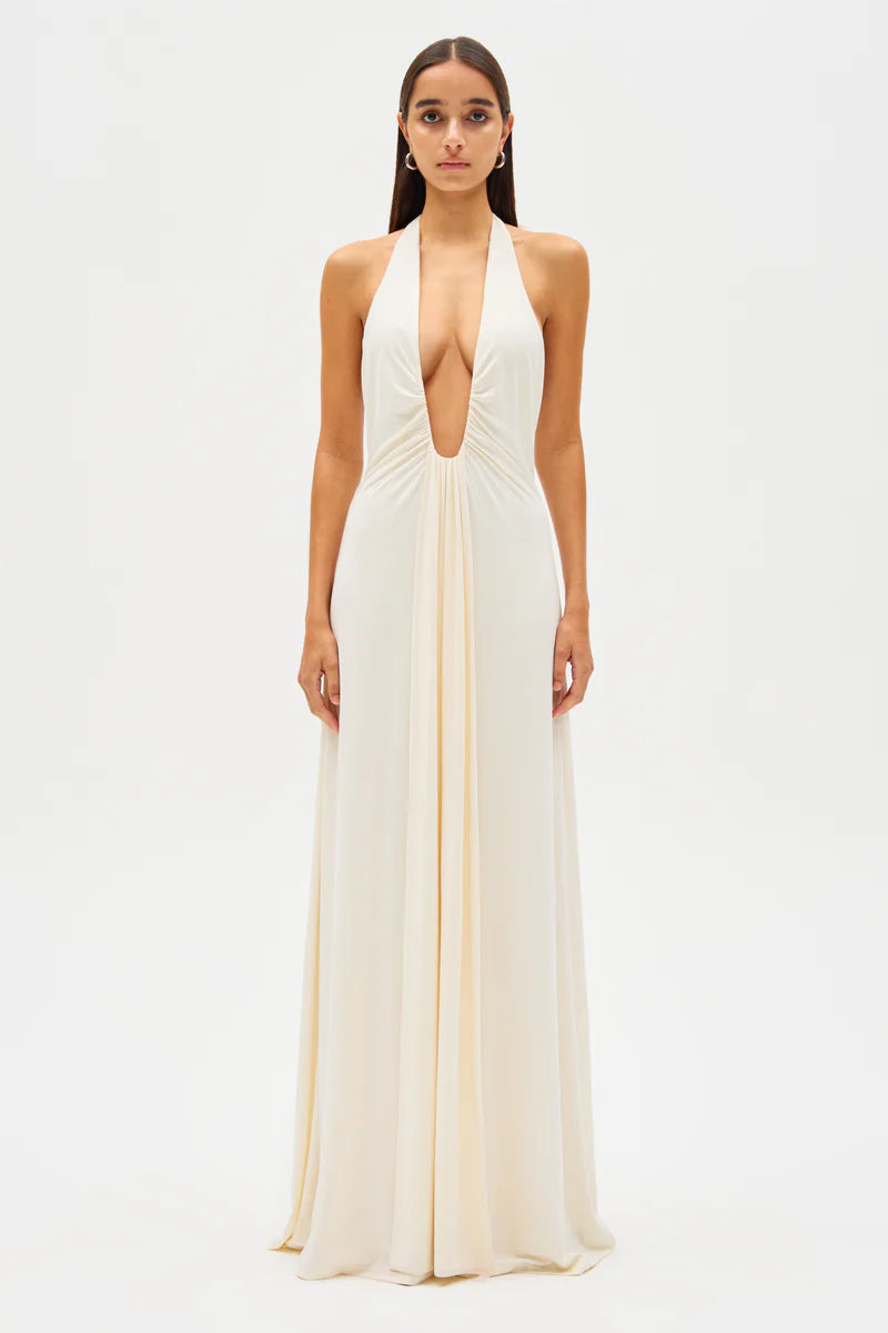 Xara | Deep V Halter Gown