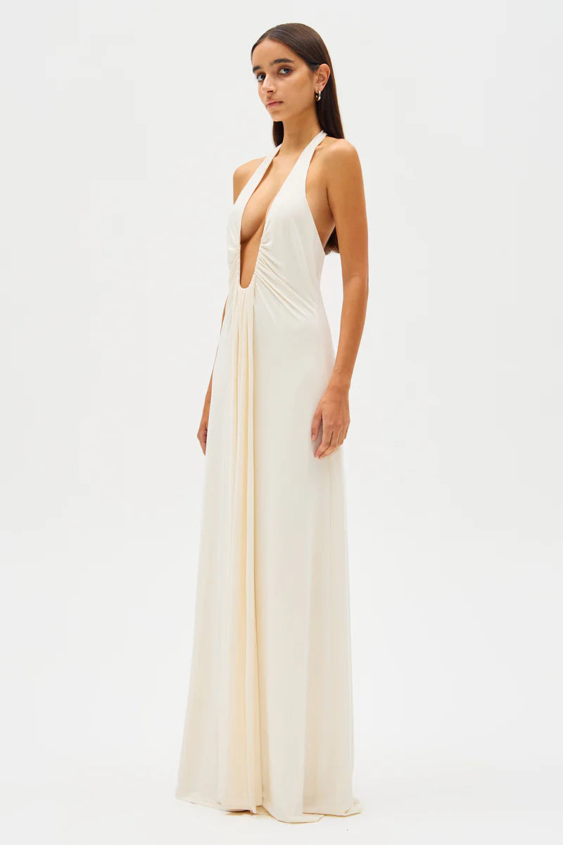 Xara | Deep V Halter Gown