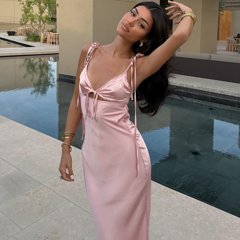 Lara | Satin Lace-up Dress